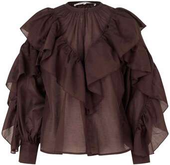 SECOND FEMALE Top met ruches Fria  bruin - XS,M,