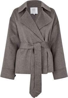 SECOND FEMALE Wollen cropped trenchcoat Walance  bruin - XS,M,L,