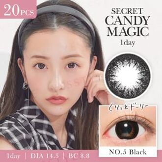 Secret Candy Magic 1 Day Color Lens No.5 Black 20 pcs P-0.00 (20 pcs)