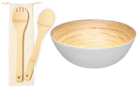 Secret de Gourmet Slakom/schaal met slacouvert - Bamboe - D25 cm