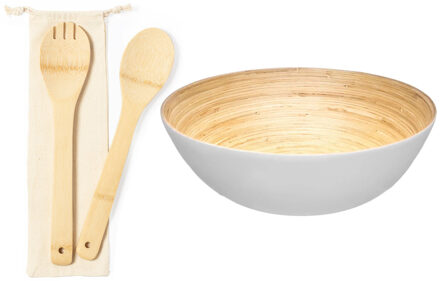 Secret de Gourmet Slakom/schaal met slacouvert - Bamboe - D30 cm