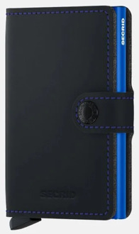 Secrid Miniwallet Portemonnee Matte black & blue pasjeshouder Zwart - H 10.2 x B 6.5 x D 2.1 cm