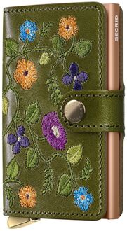 Secrid Premium Miniwallet Stitch pasjeshouder floral olive Groen - No Size