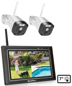 SecuFirst Cwl401w/2 Met 7 Inch Monitor En 2x Draadloze Beveiligingscamera - Wit
