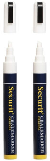 Securit 2x krijtstift - wit - platte punt - 2-6 mm - krijt - chalkmarker - krijtmarker