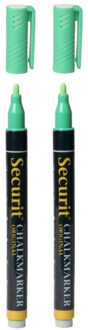 Securit 2x stuks groene krijtstiften ronde punt 1-2 mm
