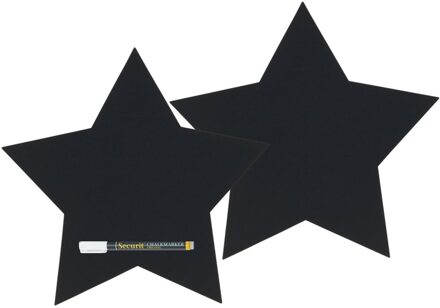 Securit 2x Zwarte sterren krijtborden 26 cm inclusief stift