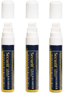 Securit 3x securit krijtstift - wit - platte punt - 7-15 mm - krijt - chalkmarker - krijtmarker