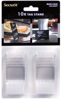 Securit Chalk board tag transparent acrylic stand.  Pack of 10.  Tags not included