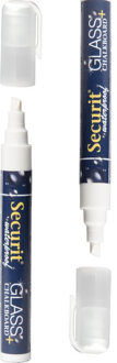 Securit Krijtstift - 2x stuks - wit - platte punt - 2-6 mm - krijt - voor glas en krijtbord