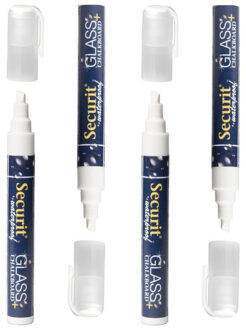 Securit Krijtstift - 4x stuks - wit - platte punt - 2-6 mm - krijt - voor glas en krijtbord