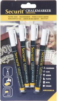 Securit Krijtstiften - 4x stuks - wit - 1-2 mm - krijt - krijtstift