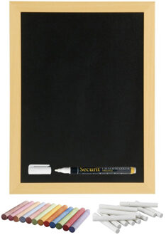 Securit Schoolbord/krijtbord 40 x 60 cm met krijtjes wit en kleur