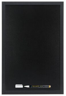Securit Zwart krijtbord met zwarte rand 30 x 40 cm inclusief stift