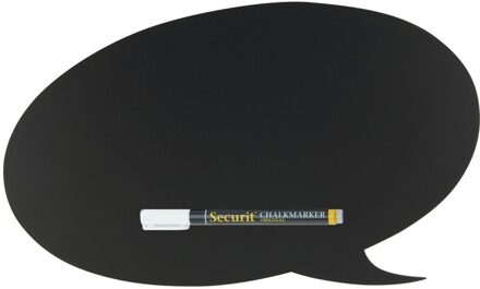 Securit Zwart schrijfbord tekstwolk vorm 47 x 27 cm