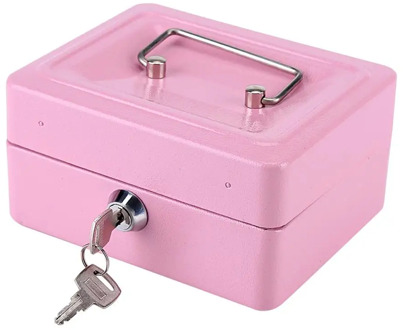 Security Lock Metal Safe Key Mini Portable Pink Steel Petty Lockable Cash Money Coin Safe Security Box Household