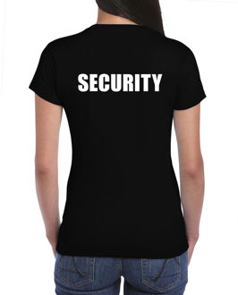 Security t-shirt zwart voor dames - bedrukking aan voor- en achterkant - beveiliger shirt 2XL