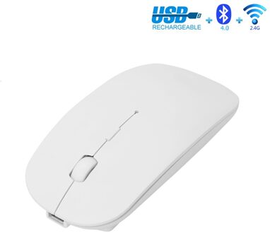 Seenda 4.0 Bluetooth Draadloze Muis 2.4Ghz Oplaadbare Muis Voor Apple Mac Pc Laptop Android Slient Muizen Slanke Verstelbare Dpi wit