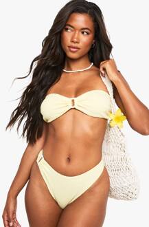 Seersucker Gingham Trim Bandeau Bikini Top, Light Green - 40