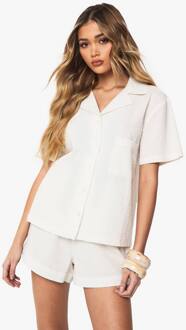 Seersucker Korte Mouwen Overhemd & Flippy Shorts Set, Ivory - 40