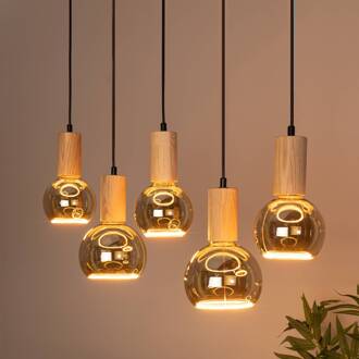 Segula hanglamp Flow, geolied eikenhout, E27