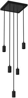 Segula hanglamp Madox Square 5X Wave, zwart, staal, E27