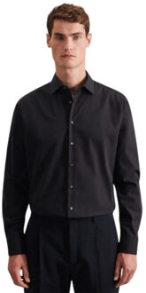 Seidensticker Heren 1/1 business kent kraag gevormd formeel overhemd Zwart - 39 (M)