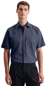 Seidensticker Heren kent kraag regular business shirt met korte mouwen Blauw - XL