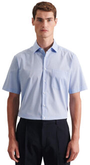 Seidensticker Heren kent kraag regular business shirt met korte mouwen - maat XL Blauw