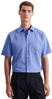 Seidensticker Heren kent kraag regular business shirt met korte mouwen - maat XL Blauw