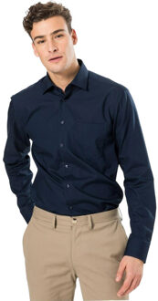 Seidensticker Heren patch contrast paneel regular formeel overhemd Blauw - 47 (XXXL)