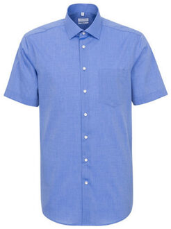 Seidensticker Heren regular overhemd met korte mouwen Blauw - 47 (XXXL)