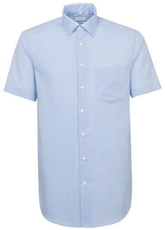 Seidensticker Heren regular overhemd met korte mouwen - maat 43 (XL) Blauw
