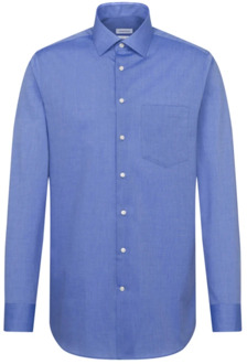 Seidensticker Regular Fit overhemd - blauw (Fil a fil) - Strijkvrij - Boordmaat: 39