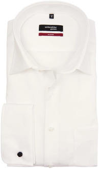 Seidensticker Regular Fit overhemd dubbele manchet - wit - Strijkvrij - Boordmaat: 41