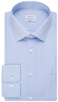 Seidensticker Regular Fit overhemd - lichtblauw - Strijkvrij - Boordmaat: 41