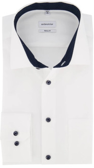 Seidensticker Regular Fit overhemd - wit (contrast) - Strijkvrij - Boordmaat: 40