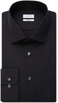 Seidensticker Regular Fit overhemd - zwart - Strijkvrij - Boordmaat: 41