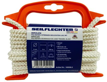 Seilflechter Birolen Lijn Polyester Wit 8mmx5m Op Haspel