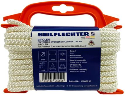Seilflechter Birolen Polyester Touw Wit – 8 Mm X 10 M Op Rol
