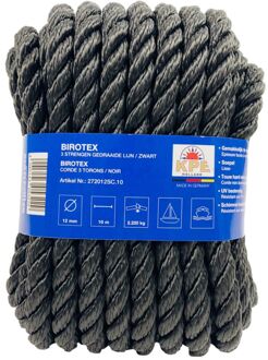 Seilflechter Gedraaide Touw – Birotex Zwart – 15 Mm X 10 M
