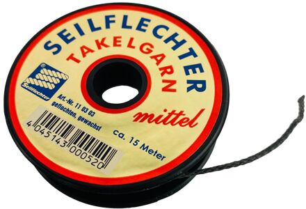 Seilflechter Gewaxte Montagedraad – Zwart – 15 M (medium)