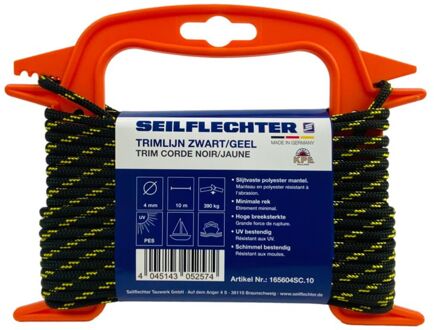 Seilflechter Trimlijn Gevlochten Zwart/geel 4mmx10m Op Haspel