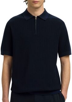 Selected Cran Knit Structure Zip Polo Heren - L