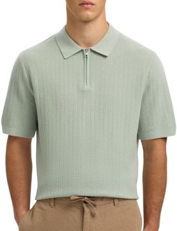 Selected Cran Knit Structure Zip Polo Heren - M