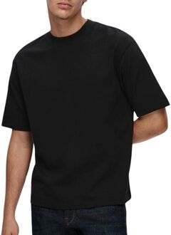 Selected Homme Casual Ronde Hals Oversized T-Shirt Selected Homme , Black , Heren - 2Xl,M,S