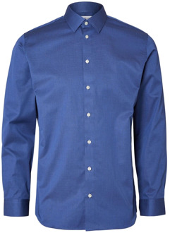 Selected Homme Donkerblauw Katoenen Slim Fit Overhemd Selected Homme , Blue , Heren - M
