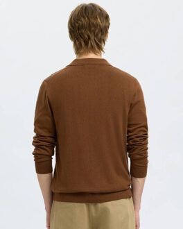 Selected Homme Polo lange mouw 16098327 Bruin - S