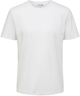 Selected Homme Wit Katoenen T-Shirt Selected Homme , White , Heren