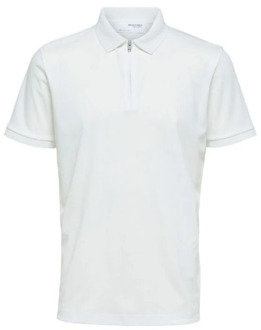 Selected Homme Witte Zip Polo Top Selected Homme , White , Heren - Xl,L,M,S